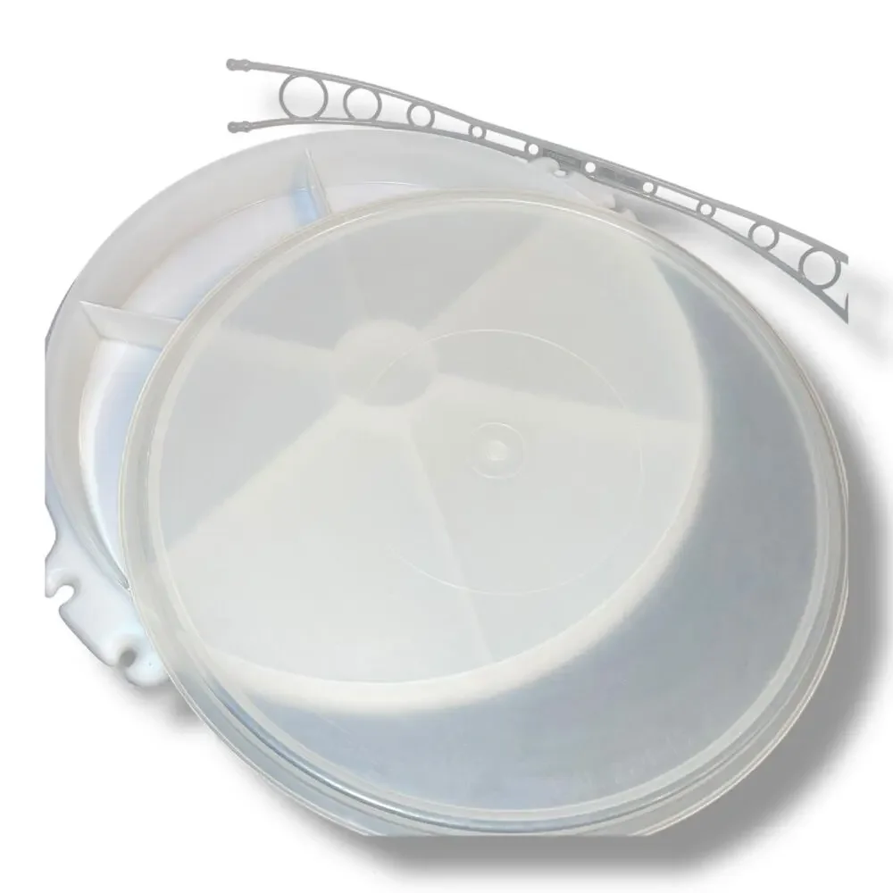 Tupperware Party Susan Divided Serving Tray 405 Lid 224 Handle Off White Vintage